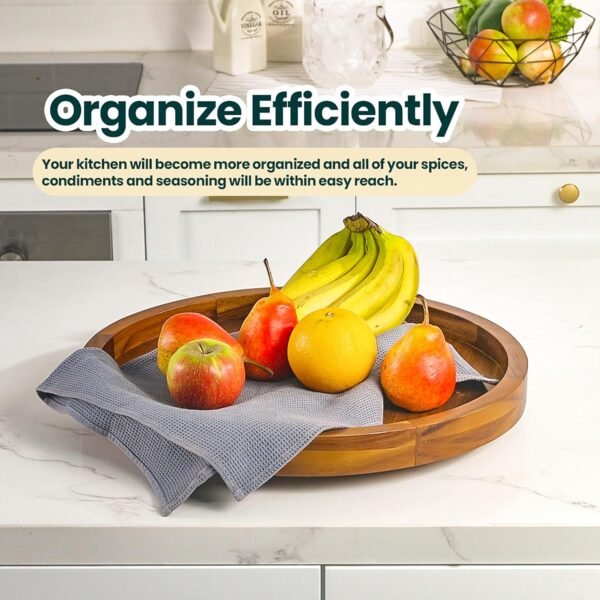 Wooden Lazy Susan Turntable for Cabinet - Kitchen Turntable Storage Food Bins Container for Pantry