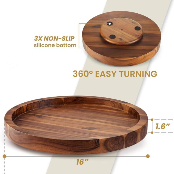 Wooden Lazy Susan Turntable for Cabinet - Kitchen Turntable Storage Food Bins Container for Pantry