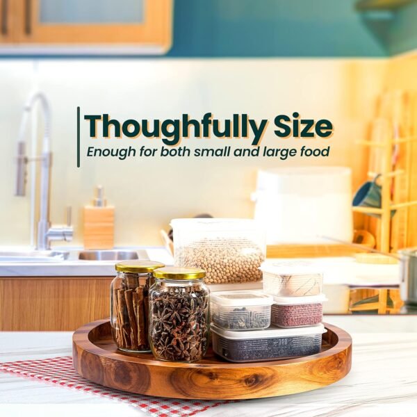 Wooden Lazy Susan Turntable for Cabinet - Kitchen Turntable Storage Food Bins Container for Pantry
