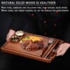 Wooden Steak Board - Steak Plate Cutting Board with Fork, Knife and Ramekins Wood Serving Board