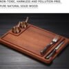 Wooden Steak Board - Steak Plate Cutting Board with Fork, Knife and Ramekins Wood Serving Board