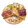 Bamboo Cheese Board and Knife Set – 14 inch Round Charcuterie Board, Serving Tray, Platter, Wood Cheese Board Set with Slide-Out Drawer