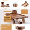 Couch Cup Holder Tray, 3 in 1 Large  Acacia Wood Sofa Arm Clip on Tray Table with 360°Rotated Phone Holder on Armrest
