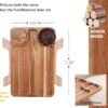 Couch Cup Holder Tray, 3 in 1 Large  Acacia Wood Sofa Arm Clip on Tray Table with 360°Rotated Phone Holder on Armrest