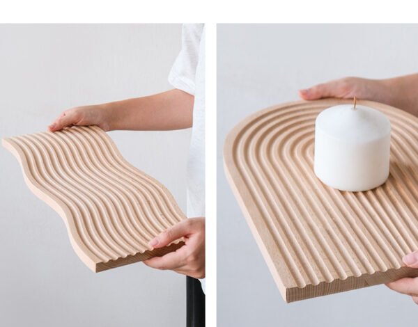 Decorative Wooden Cutting Boards Grooved Nordic Fashion Style Multifunctional Cheese Platter Charcuterie Food Serving Tray for Home Kitchen Shelf Decor Jewelry Making