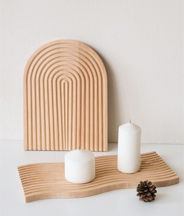 Decorative Wooden Cutting Boards Grooved Nordic Fashion Style Multifunctional Cheese Platter Charcuterie Food Serving Tray for Home Kitchen Shelf Decor Jewelry Making