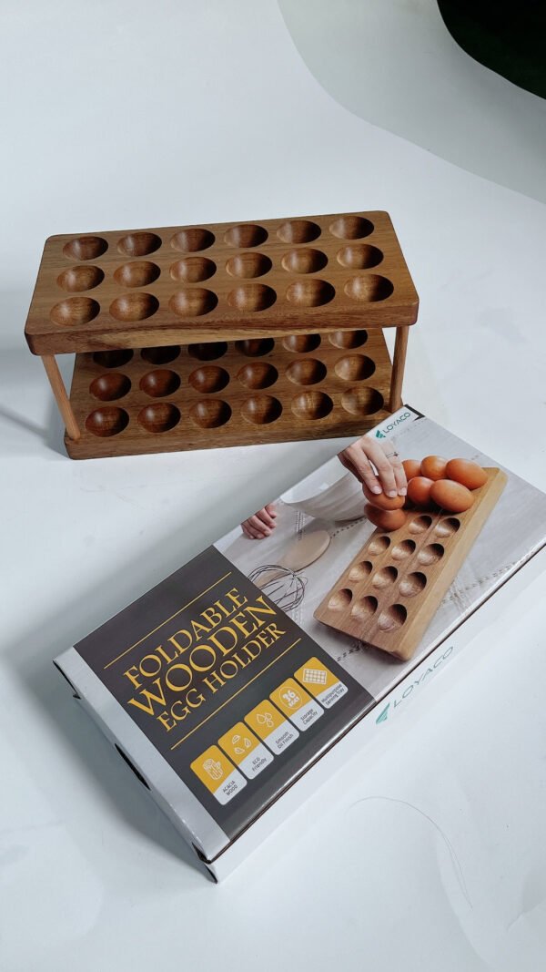 Egg Storage Organizer Countertop Holder, Wooden Egg Rack Basket Tray for Fresh Eggs, Kitchen Table Display36 Capacity.