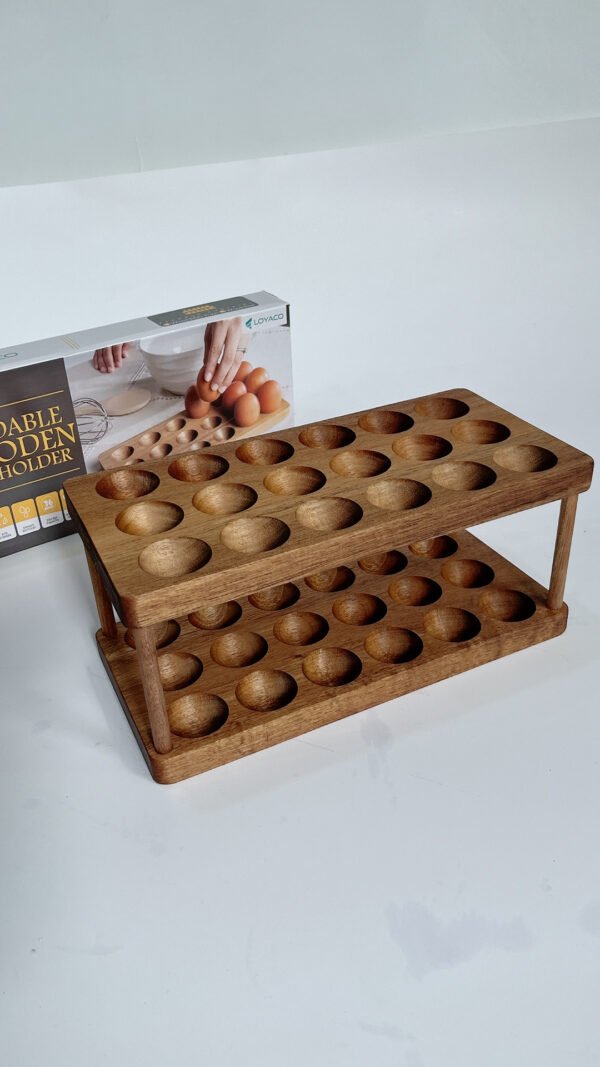 Egg Storage Organizer Countertop Holder, Wooden Egg Rack Basket Tray for Fresh Eggs, Kitchen Table Display36 Capacity.