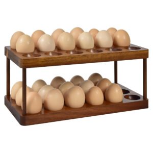 Egg Storage Organizer Countertop Holder, Wooden Egg Rack Basket Tray for Fresh Eggs, Kitchen Table Display36 Capacity.