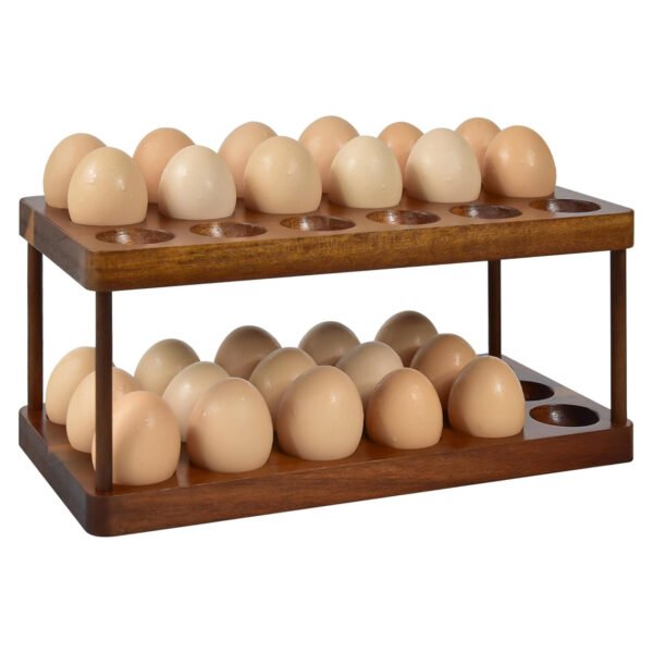 Egg Storage Organizer Countertop Holder, Wooden Egg Rack Basket Tray for Fresh Eggs, Kitchen Table Display36 Capacity.