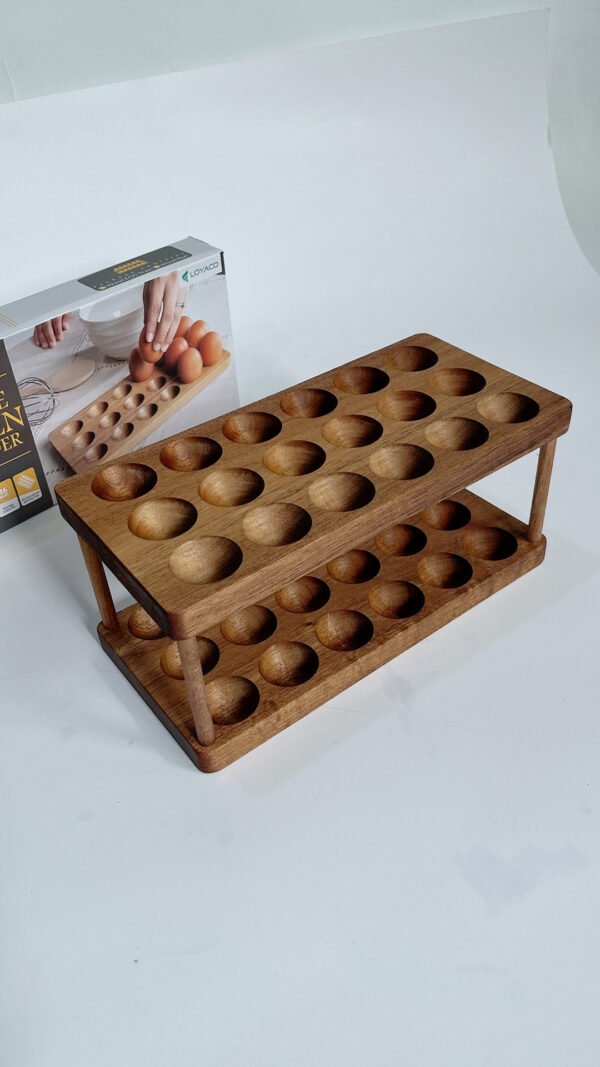 Egg Storage Organizer Countertop Holder, Wooden Egg Rack Basket Tray for Fresh Eggs, Kitchen Table Display36 Capacity.