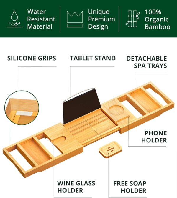 Foldable Bathtub Tray Caddy Bamboo Bathtub Tray Expandable