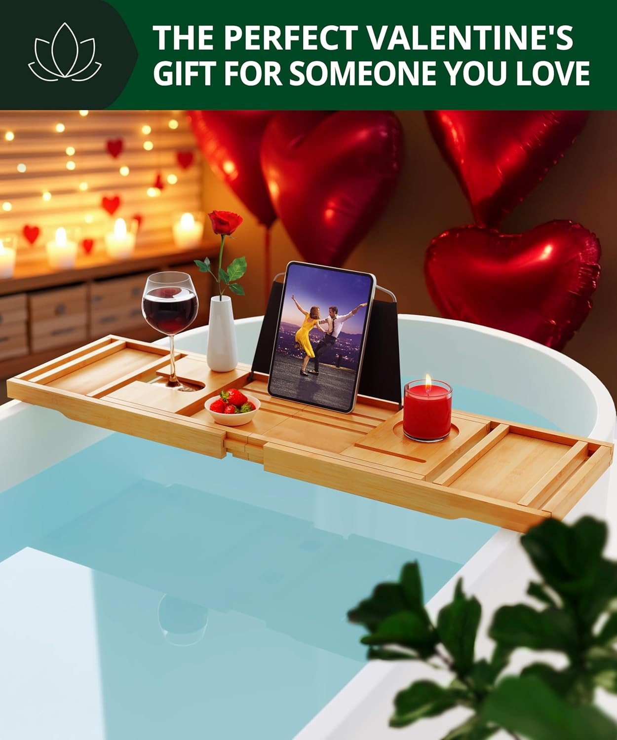 Foldable Bathtub Tray Caddy Bamboo Bathtub Tray Expandable, Bath Tub Table Caddy with Extending Sides - Free Soap Dish