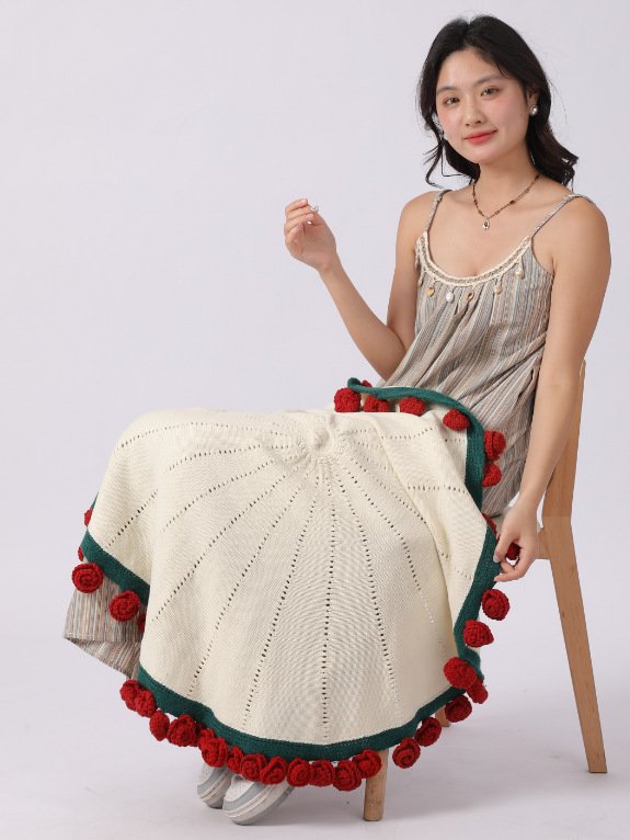 Rose Bouquet Blanket Handmade, tablecloth blanket, shawl