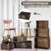 Set of 5 Wood Crates for Display Decorative Nesting Wooden Crate Storage with Handles Vintage Farmhouse Style Decorative Boxes Multipurpose Fruits Vegetables Boxes(Dusty Brown,Elegant)