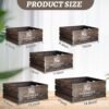Set of 5 Wood Crates for Display Decorative Nesting Wooden Crate Storage with Handles Vintage Farmhouse Style Decorative Boxes Multipurpose Fruits Vegetables Boxes(Dusty Brown,Elegant)
