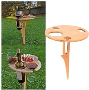 Wine Table Folding Outdoor Mini Wooden Bottle Holder Snake Table Portable Wine Glass Holder Picnic Table for Champagne