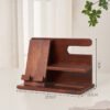 Wood Phone Docking Station for Men - Desk or Nightstand Organizer - Birthday Gifts for Husband, Dad - Anniversary Idea from Wife - Key Holder, Stand Wallet, Watch & Essentials (Bourbon Brown)