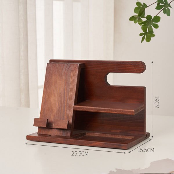 Wood Phone Docking Station for Men - Desk or Nightstand Organizer - Birthday Gifts for Husband, Dad - Anniversary Idea from Wife - Key Holder, Stand Wallet, Watch & Essentials (Bourbon Brown)