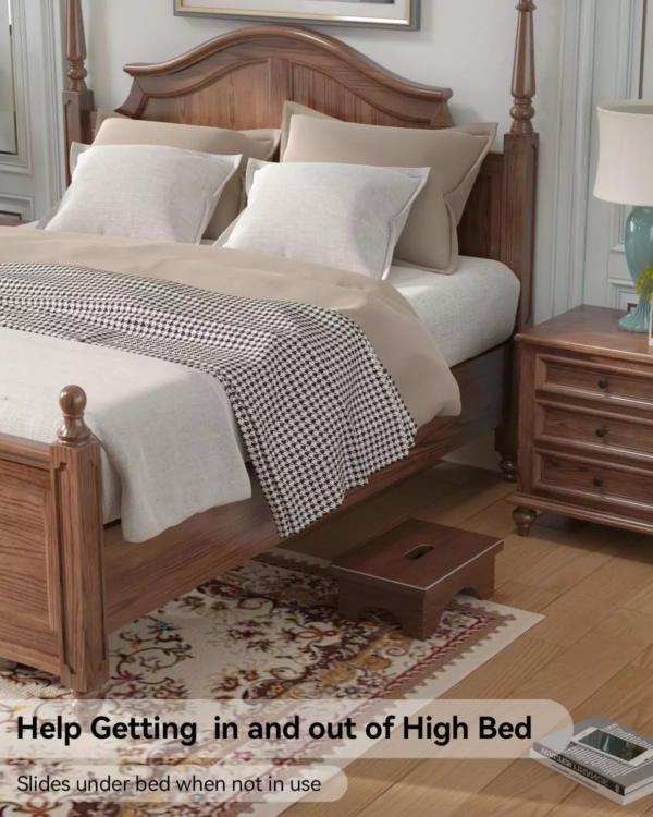 Wooden Step Stool, One Step Stool for Adults, Wooden Bedside Step Stool