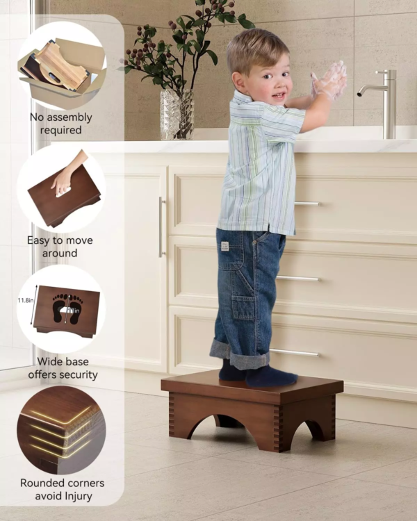 Wooden Step Stool, One Step Stool for Adults, Wooden Bedside Step Stool