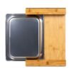 Bulk Custom Large Bamboo Cutting Board with Sliding Stainless Steel Tray Factory Wholesale Organic Bamboo Food Prep Boards (Logo Engravable)
