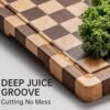 Eco-Friendly Checkerboard Acacia Cutting Board – Personalized Logo, Factory Wholesale Rectangular Checkered Wood Cutting Board with Juice Grooves and Handles for Kitchen (7)