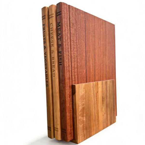 Wholesale Book-Shaped 3-Board Acacia Set with Stand – Eco-Wood, FDALFGB Approved, Custom Bulk Orders .