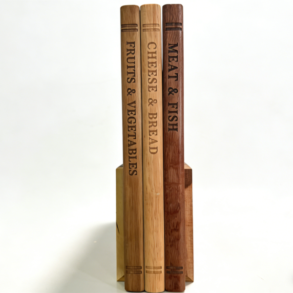 Wholesale Book-Shaped 3-Board Acacia Set with Stand – Eco-Wood, FDALFGB Approved, Custom Bulk Orders .