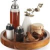 RABAHA 13" Acacia Lazy Susan – Wooden Turntable Organizer for Kitchen & Table