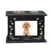 Wholesale Wooden Pet Urn with Photo Frame, Custom Engraved Tree of Life Dog Memorial Box, Bulk Pet Casket for Ashes, Factory Direct