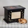 Wholesale Wooden Pet Urn with Photo Frame, Custom Engraved Tree of Life Dog Memorial Box, Bulk Pet Casket for Ashes, Factory Direct